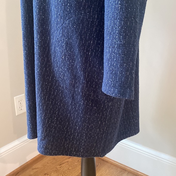 J Jill Pure Jill textured long sleeve boxy A line dress navy white Large  EUC - Picture 5 of 11